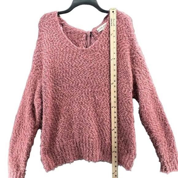 Knox Rose Fuzzy Eyelash Soft Lace Back Pullover Sweater Pink Womens Size… - Picture 7 of 13